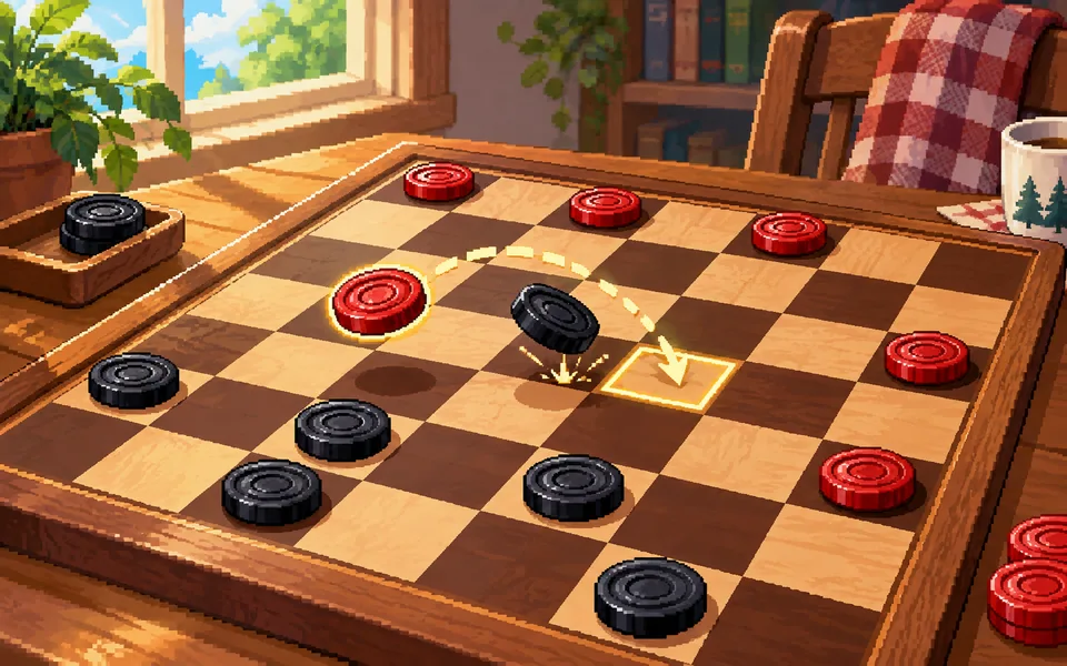 西洋跳棋的玩法主题插画