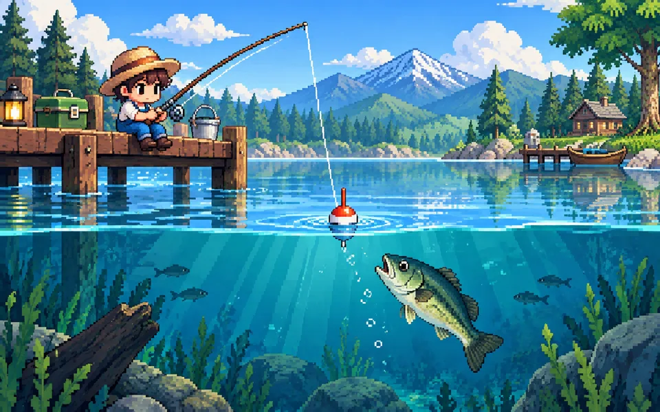 钓鱼时光的玩法主题插画