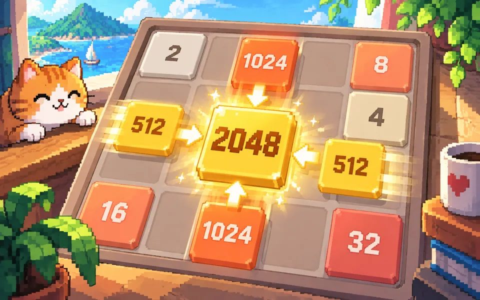 2048 数字合成的玩法主题插画