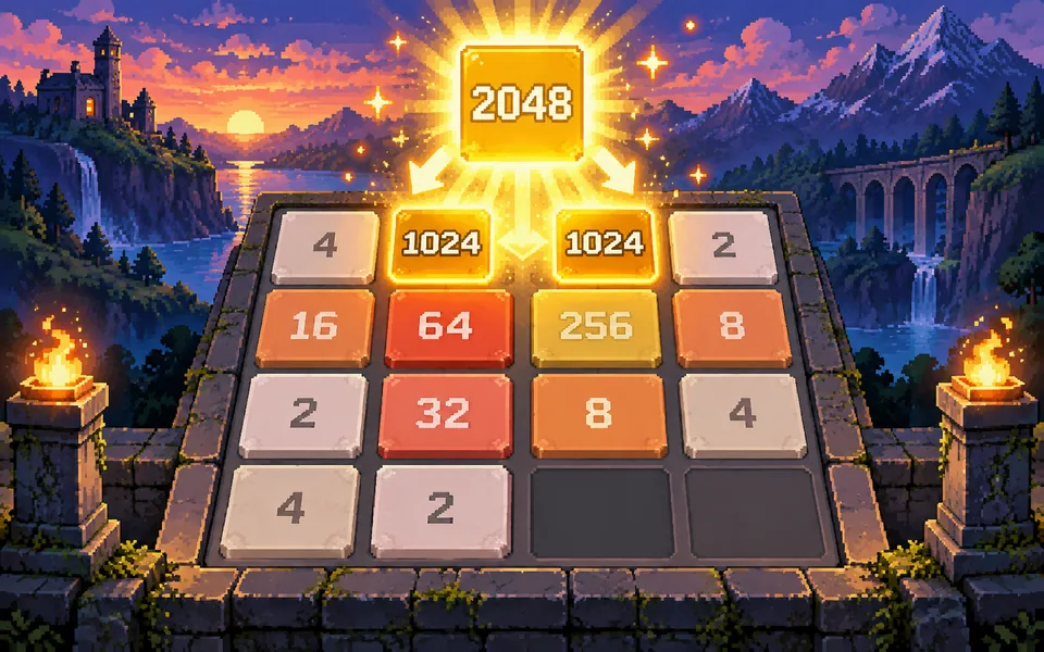 2048 数字合成的玩法主题插画