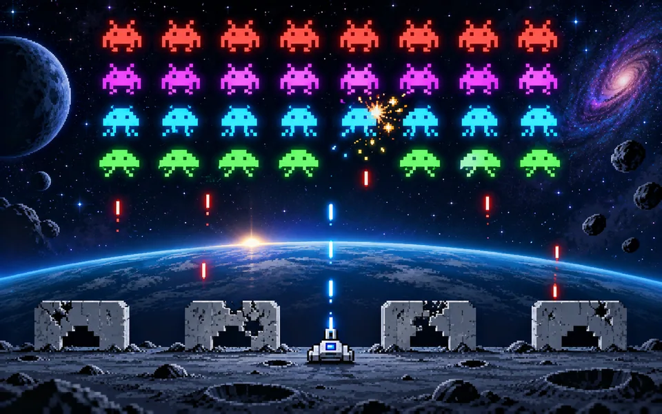 太空入侵者的玩法主题插画